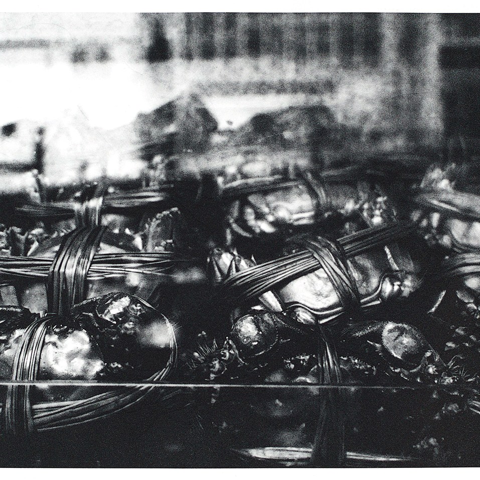 Waiting. Photopolymer etching and blind deboss, 2016.